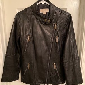 Black Leather Michael Kors Jacket